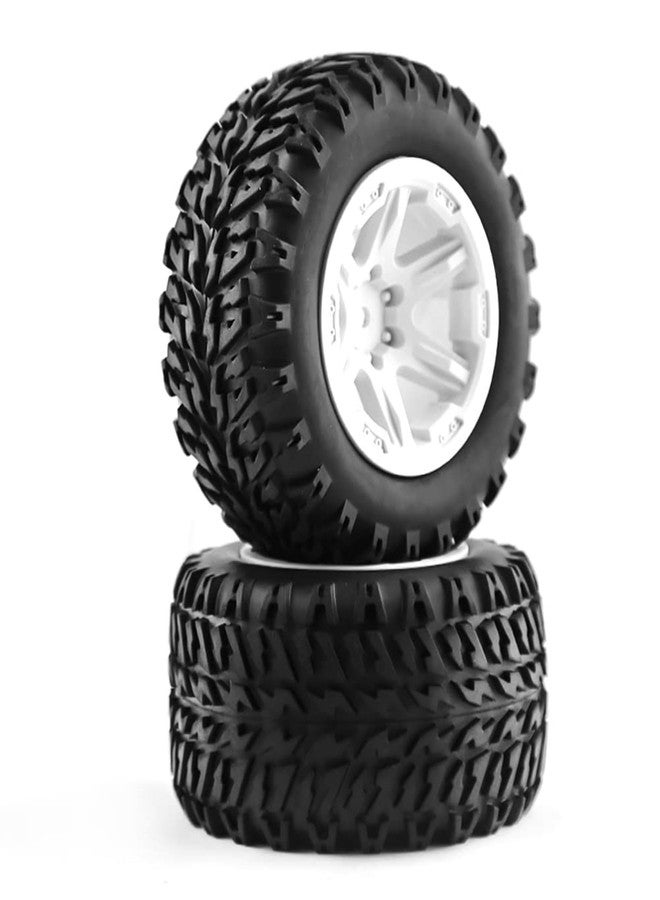 Dantenron 1/16 RC Off Road Truck Tires OD 104mm and Hard Plastic Wheels Rims 12mm Hex 1/10 Rubber Monster Tyres for 1:16 Scale Truck Car MJX Hyper Go H16 16207 16208 16209 16210 4PCS (White) - Image 5